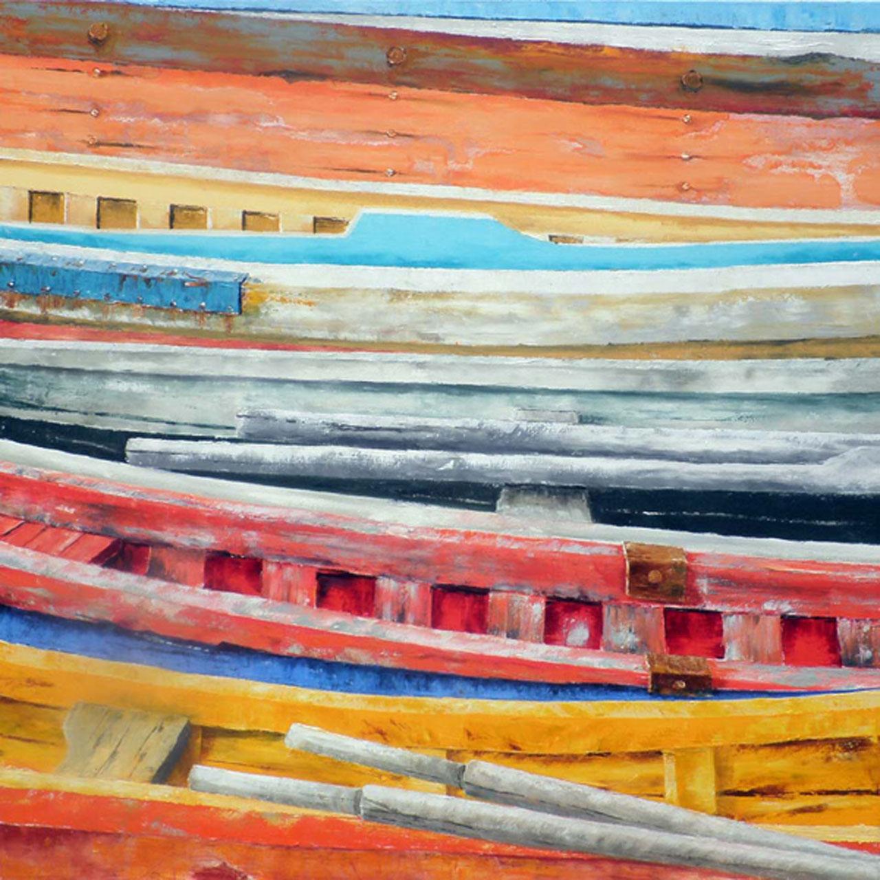 Boot 6 (Öl auf Lwd. – 90x90 cm)