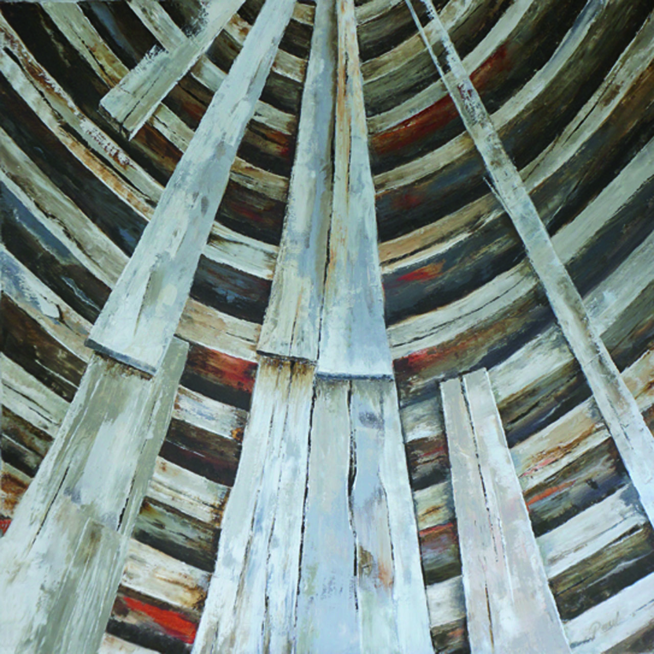 Bootsbau (Öl auf Lwd. – 100x100 cm)