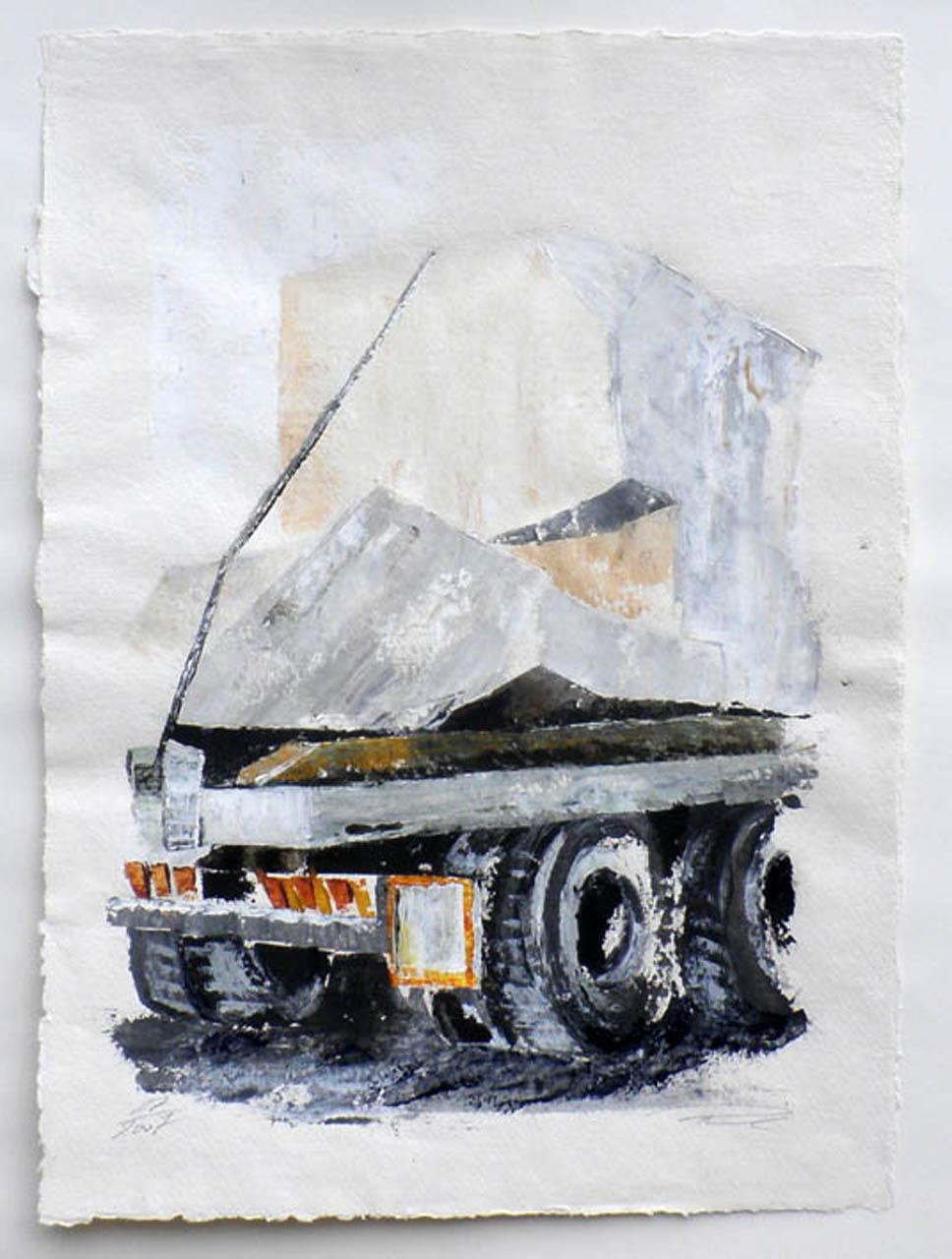 Carrara-Bläter I (Öl auf Bütten, 42x29,7 cm)