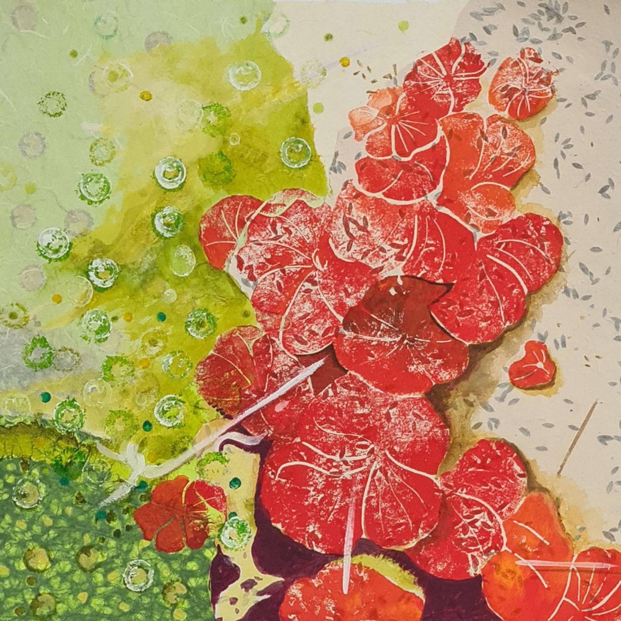 Rote Alge (Mischtechnik, Linoldruck – 50x50 cm)
