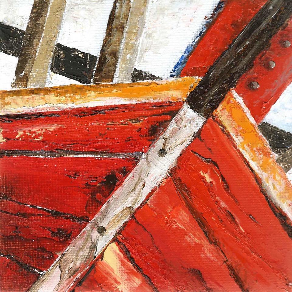 Boot 14 (Öl auf Holz – 15x15 cm)